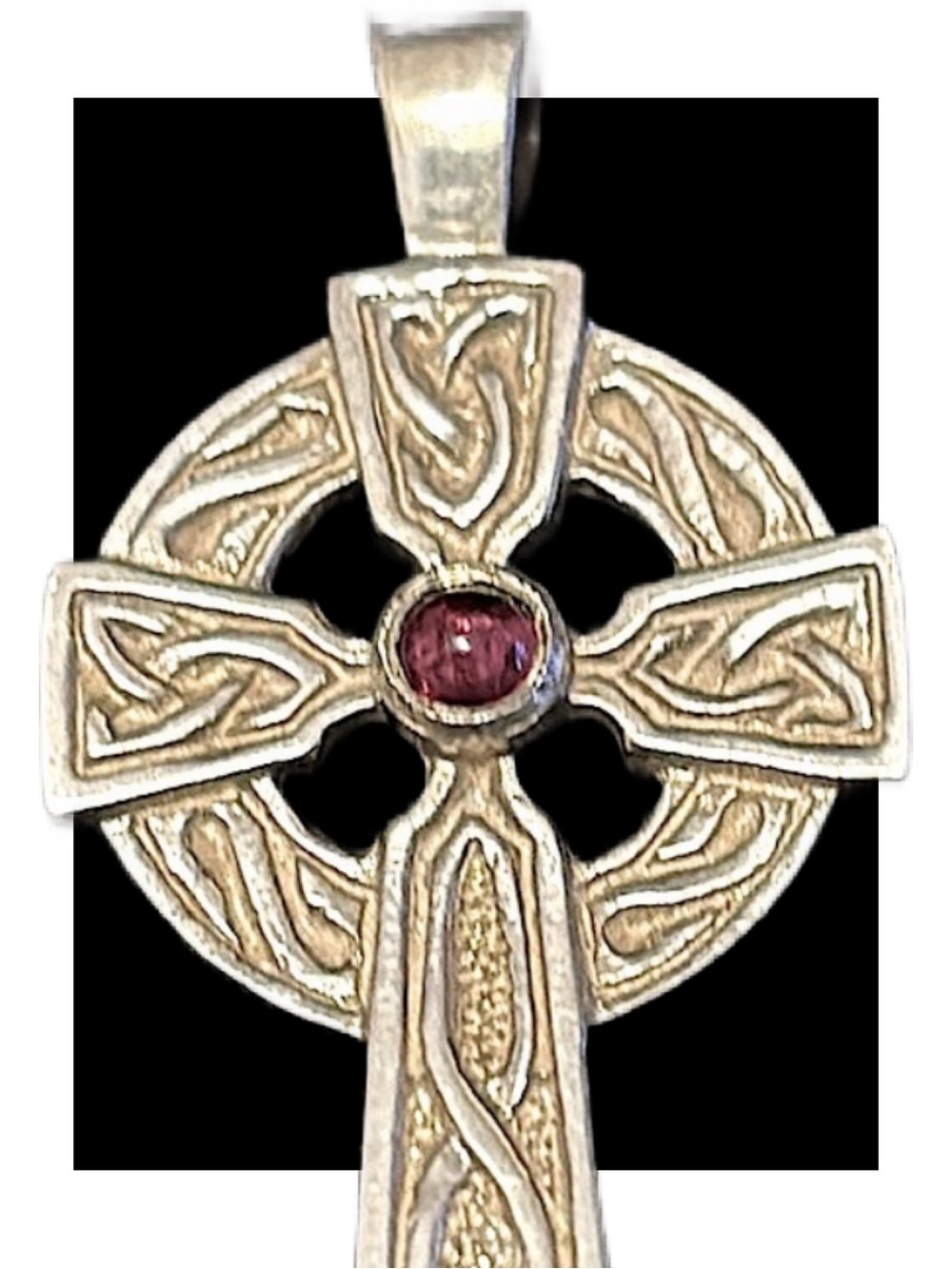COPY - * Rare unidentified Stamp Garnet Stone Celtic Cross Pendant - Picture 12 of 14